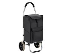 Wiltec Chariot de Course sur Roues - 36,5 x 44 x 103 cm - Pliable à 42 x 21 x 54 cm - Capacité de Poids 40 kg - en Aluminium et Polyester - Caddie de Course, Chariot Roulette Course