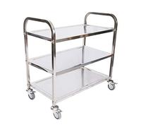 Wiltec Chariot de service – 936 x 560 x 945 mm – Acier affiné – 3 Étagères – Jusqu’à 150kg – Desserte Table servante mobile avec frein