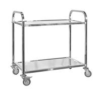 WilTec Chariot de Service - 940 x 560 x 940 mm - Acier affiné - 2 Étagères - Jusqu’à 150kg - Desserte Table servante Mobile avec Frein
