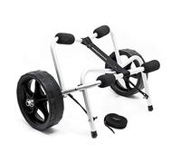 WilTec Chariot de Transport Pliable pour Kayak Canoë - capacité de Charge Max. 68 kg - en Aluminium - avec Roues PU Ø 25 cm & Sangles en Nylon - Fixation Sécurité
