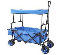 Wiltec Chariot Transport Pliant Enfant - 1170 x 570 x 1170 mm - Charge Max. 70 kg - Auvent, Roues en Plastique et Poignée Ergonomique - Diable Charette à Main pour Plage, Pique-Nique, Tout Terrain