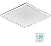 Wiltec Chauffage infrarouge plafond et éclairage LEDs – Puissance 370 W / 40 W – 655 x 630 x 35 mm – Efficacité de conversion 98 % – Thermostat programmable – Radiateur IR, Panneau chauffant