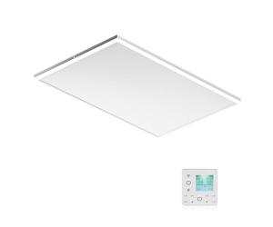 Wiltec Chauffage infrarouge plafond et éclairage LEDs - Puissance 370 W / 40 W - 655 x 630 x 35 mm - Efficacité de conversion 98% - Thermostat programmable - Radiateur IR, Panneau chauffant