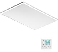 Wiltec Chauffage infrarouge plafond et éclairage LEDs – Puissance 660 W / 48 W – 1080 x 630 x 35 mm – Efficacité de conversion 98 % – Thermostat programmable – Radiateur IR, Panneau chauffant