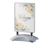 Wiltec Chevalet stop-trottoir double face avec réservoir d’eau et cadre aluminium - 76,5 x 47,5 x 113 cm - pour Affiches A1 - Panneau porte affiche - Publicité Commerce