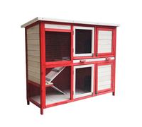 Wiltec Clapier - 1175 x 410 x 1000 mm - 2 étages - Toit bitumé - Bois Sapin - avec Escaliers et bac Amovible - Abri Cage pour rongeurs Poulailler Lapinière Nichoir Espace Libre