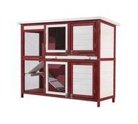 Wiltec Clapier - 1175 x 410 x 1000 mm - 2 étages - Toit bitumé - Bois sapin - avec Escaliers et bac amovible - Abri Cage pour rongeu