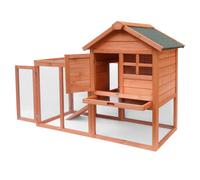 Wiltec Clapier - 1220 x 630 x 920 mm - 2 étages - Toit bitumé - Bois Sapin - avec Rampe, Enclos et bac Amovible - Abri Cage pour rongeurs Poulailler Lapinière Nichoir Espace Libre pour Petits Animaux