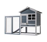 Wiltec Clapier - 1220 x 630 x 920 mm - Toit bitumé - Bois sapin - avec Escalier, bac amovible et enclos - Abri soulevé, Cage pour ro