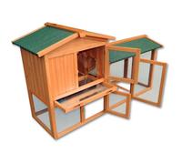 Wiltec Clapier - 1470 x 520 x 855 mm - 2 étages - Toit bitumé - Bois Sapin - avec Rampe, Enclos et bac Amovible - Abri Cage pour rongeurs Poulailler Lapinière Nichoir Espace Libre pour Petits Animaux