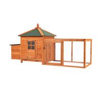 Wiltec Clapier - 1950 x 635 x 1200 mm - 1 étage - 3 Portes - Toit bitumé - en Bois de Sapin - Abri pour rongeurs Poulailler Lapinière Nichoir Espace Libre pour Petits Animaux