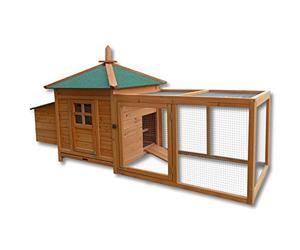 Wiltec Clapier - 1950 x 635 x 1200 mm - 1 étage - 3 Portes - Toit bitumé - en Bois de Sapin - Abri pour rongeurs Poulailler Lapinière Nichoir Espace Libre pour Petits Animaux