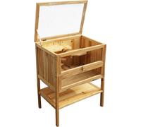 Wiltec Clapier – 60 x 40 x 80 cm – 2 étages – Bois sapin – avec Esaclier, couvercle rabattable et façade vitrée – Cage pour rongeurs hamsters souris rats Lapinière Nichoir