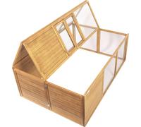 Wiltec Clapier pliable – 153 x 110 x 55 cm – Bois sapin – avec Enclos, Toit rabattable et Grillage – Cage pour rongeurs hamsters souris rats Lapinière Nichoir