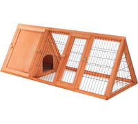 Wiltec Clapier triangulaire – 1180 x 500 x 450 mm – Bois épicéa – avec 2 Portes, Enclos et refuge – Abri Cage pour rongeurs Lapinière Nichoir Espace libre pour petits Animaux