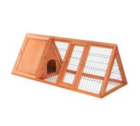 Wiltec Clapier Triangulaire - 1180 x 500 x 450 mm - Bois épicéa - avec 2 Portes, Enclos et Refuge - Abri Cage pour rongeurs Lapinière Nichoir Espace Libre pour Petits Animaux