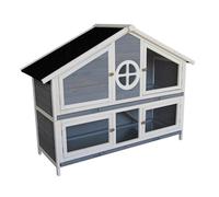 Wiltec Clapier Villa de Luxe - 1160 x 450 x 1080 mm - 2 étages - Toit bitumé ouvrant - Bois Sapin - avec Rampes, Enclos et bacs Amovibles - Abri Cage rongeurs Lapinière Nichoir Espace Libre