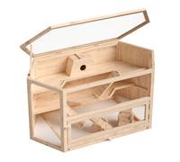 Wiltec Clapier XXL - 115 x 60 x 58 cm - 3 étages - Bois Sapin - avec Rampes, Couvercle Rabattable et fenêtre d'observation - Cage hexagonale pour rongeurs Hamsters Lapinière Nichoir