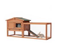 Wiltec Clapier XXL - 1560 x 520 x 680 mm - 2 étages - Toit bitumé - Bois Sapin - avec Maisonnette superposée, Rampe, Enclos et bac Amovible - Abri Cage rongeurs Lapinière Nichoir Espace Libre