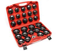 WilTec Coffret 29 pcs. de Coiffes pour filtre à huile - 65-120 mm - en Acier carbone - avec une clé araignée - dans un Coffret - grande compatibilité