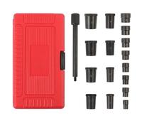WilTec Coffret de Centreur Universel d'embrayage - Set de 17 pièces - 8 adaptateurs 14,2-24,2 mm, 8 avec palier Pilote 10,8-20 mm, Arbre de centrage 145 mm - Outil de centrage Garage