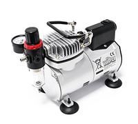 Wiltec Compresseur à membrane Aérographe Airbrush AF18-2 - Monocylindrique - 4 bar - Diaphragme - Sans huile - Système coupure automatique et Manomètre - Aérographie, modélisme, manucure, tatouage