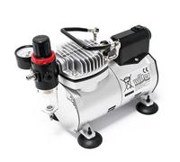 Wiltec Compresseur à membrane Aérographe Airbrush AF18-2 - Monocylindrique - 4 bar - Diaphragme - Sans huile - Système coupure automatique et Manomètre - Aérographie, modélisme, manucure, tatouage