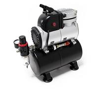 Wiltec Compresseur à membrane Aérographe Airbrush AF189 - Monocylindrique - 6 bar - Diaphragme - Sans huile - Réservoir d'air et Manomètre - Aérographie, modélisme, manucure, tatouage