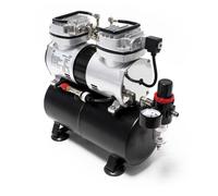 Wiltec Compresseur à membrane Aérographe Airbrush AS196 - 2 cylindres - 6 bar - Diaphragme - Sans huile - Réservoir d'air et Interru