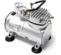 Wiltec Compresseur à membrane Aérographe Airbrush AS20W – Monocylindrique, portatif, silencieux – avec Pompe à vide 4 bar – Diaphragme – Sans huile – Pour aérographie, modélisme, manucure, tatouage