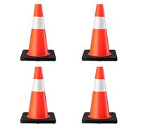 Wiltec Cônes de signalisation 45 cm de haut, 4 pièces, cônes de signalisation pour sécuriser, pylônes réfléchissants, en PVC et caoutchouc robustes pour chantiers