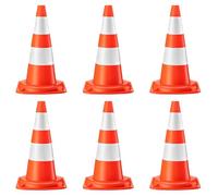 Wiltec Cônes de signalisation 50 cm de haut, lot de 6 pièces, cônes de signalisation pour sécuriser, pylônes réfléchissants en PVC robuste pour chantiers