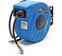 Wiltec Dévidoir automatique avec tuyau 10 m, 425 x 145 x 270 mm, Montage mural, En PP, Enrouleur de tuyau pneumatique 8 bar, Pivotable à 180°, connexion 1/4"