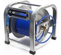 Wiltec Dévidoir automatique avec tuyau 30 m, 360 x 385 x 380 mm, En acier et PU, Enrouleur de tuyau pneumatique 12 bar, connexion 1/4"