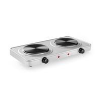 Wiltec Double plaque chauffante 2000 W, 460 x 240 x 55 mm, Ø 15,5 cm/plaque, plaque de cuisson camping, cuisinière électrique, réchaud