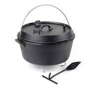 Wiltec Dutch Oven Marmite 9L en Fonte Dessous-plat Lève-couvercle Pied