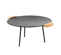 Wiltec Dutch Oven Plaque Gril de Barbecue Ø44cm Ronde Fonte Poignées en bois Jeu 2 Pieds 20cm et 32cm Plancha BBQ Cuisson Poêle Grillade Jardin