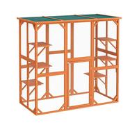 Wiltec Enclos extérieur - 168 x 82 x 166,5 cm - en Bois de Sapin et avec Grillage - Parc pour Chat résistant aux intempéries - avec 6 Zones de Repos - Félins