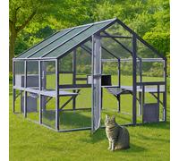 Wiltec Enclos extérieur Chats 280 x 187 x 187cm Catio Bois Abri Jardin Parc Cage
