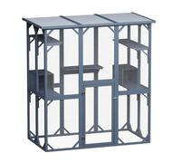 Wiltec Enclos extérieur pour Chats 1705 x 925 x 1810 mm Catio Bois Toit en Asphalte Plusieurs Plateformes Abri Jardin Balcon Jeux Parc Habitat Cage Animaux domestiques Activité féline