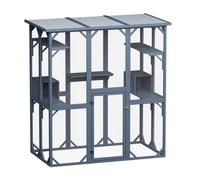 Wiltec Enclos extérieur pour chats 1705 x 925 x 1810 mm Catio Bois Toit en asphalte Plusieurs plateformes Abri Jardin Balcon Jeux Pa
