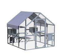 Wiltec Enclos extérieur pour chats 210 x 187 x 187 cm Catio Bois Sapin Toit avec Bâche imperméable Plusieurs plateformes Abri Jardin