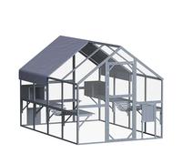 Wiltec Enclos extérieur pour chats 280 x 187 x 187 cm Catio Bois Sapin Toit Toit avec Bâche imperméable Plusieurs plateformes Abri J