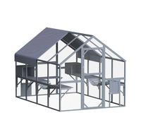 Wiltec Enclos extérieur pour chats 280 x 187 x 187 cm Catio Bois Sapin Toit Toit avec Bâche imperméable Plusieurs plateformes Abri J
