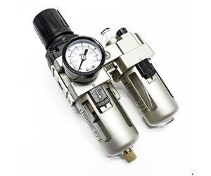 Wiltec Ensemble de traitement d'air comprimé - 120 x 95 x 200 mm - raccord 12,91 mm - max. 10 bars - avec Filtre Régulateur Manomètre Séparateur d’eau Lubrificateur - pour montage mural