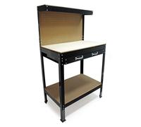 Wiltec Établi d’atelier 1200 x 600 x 1600 mm Table Plan de travail Paroi perforée Étagère Tiroir de rangement