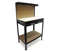 WilTec Établi d’Atelier 1200x600x1600mm Table Plan de Travail Paroi perforée Étagère Tiroir de Rangement