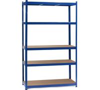 Wiltec Étagère bleue Charges lourdes 100x60x204cm Emboîtable 5 niveaux 200kg/niveau Atelier