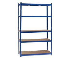 WilTec Étagère Bleue Charges Lourdes 100x60x204cm Emboîtable 5 Niveaux 200kg/niveau Atelier