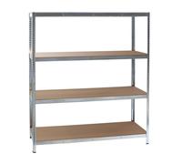 WilTec Étagère Charges Lourdes - 160 x 60 x 180 cm - en Acier galvanisé - Système emboîtable - 4 Niveaux - capacité 175 kg/Niveau - pour Atelier Cave Rangement Stockage